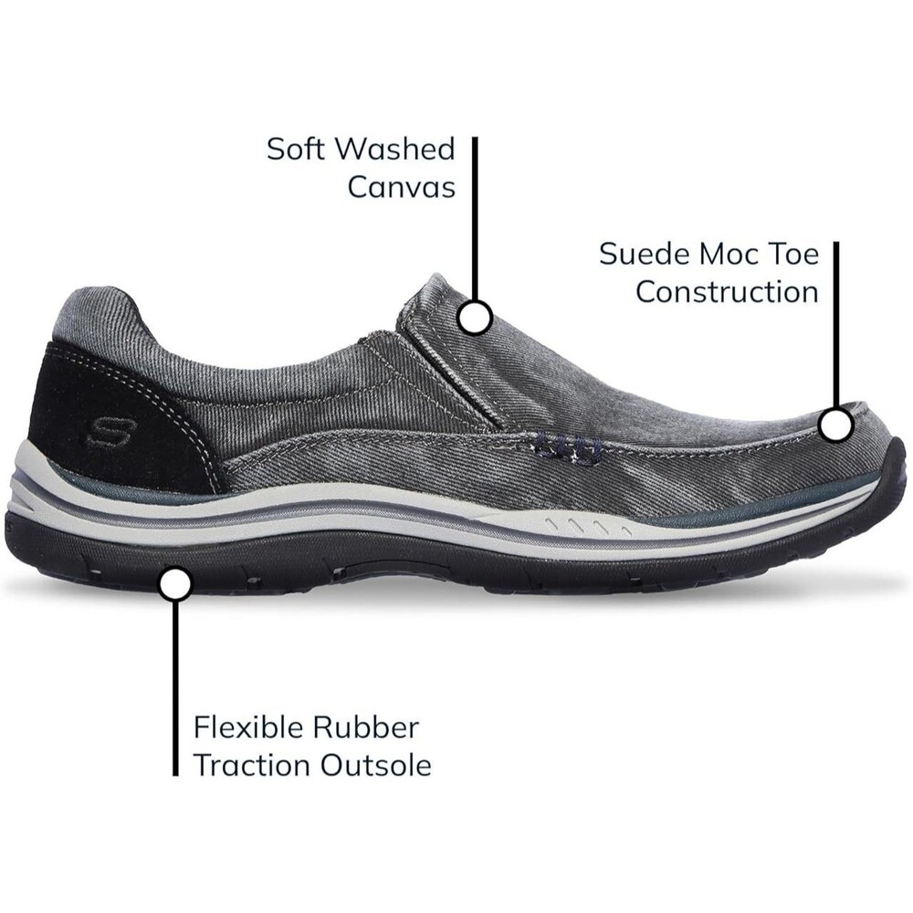 Skechers Expected Avillo Shoes Men’s Slip-On Casual Vintage Washed Black Size 14 - Picture 14 of 16